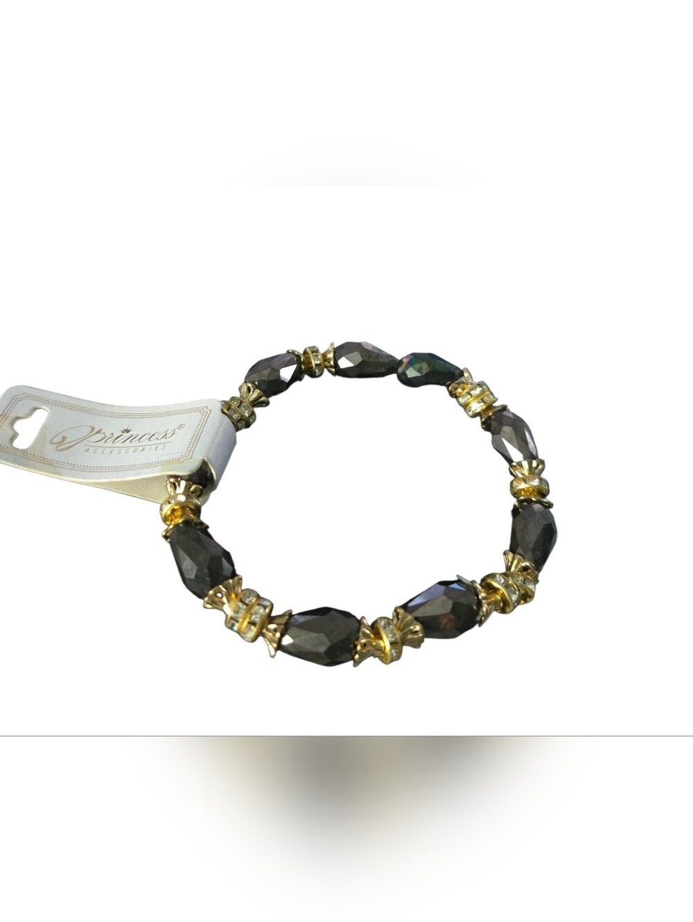 Black and Gold Faceted Bead Stretch Bracelet